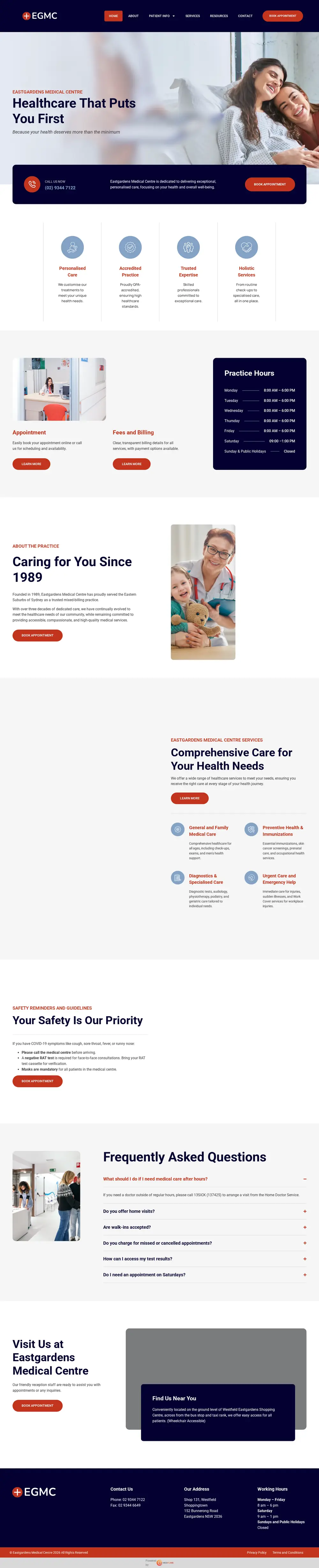 The Eastgardens Medical Centre website