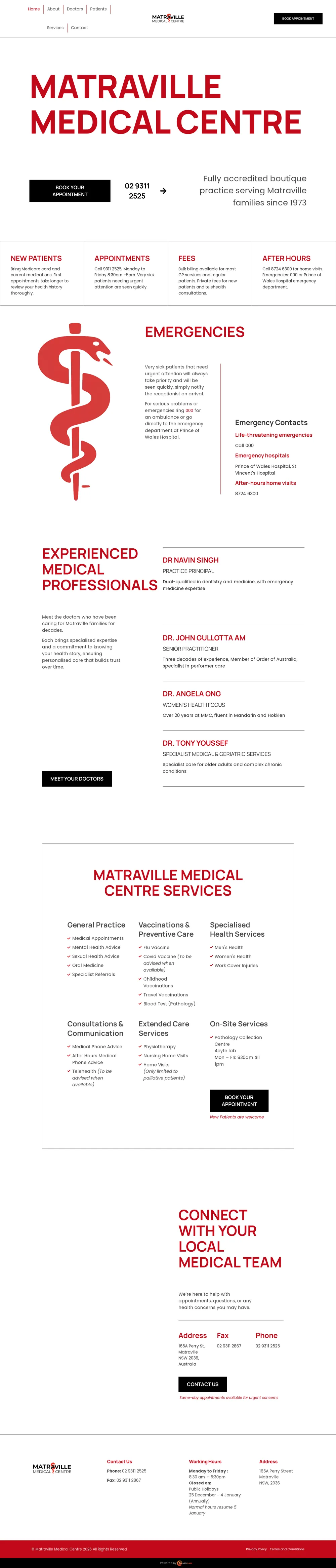 The Matraville Medical Centre website