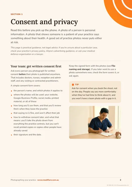 Page 3 of the guide: consent and privacy