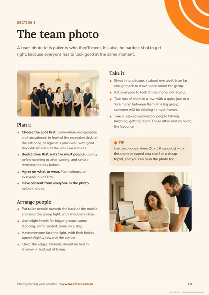 Page 10 of the guide: the team photo