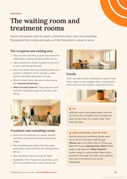 Page 13 of the guide: the waiting room and treatment rooms